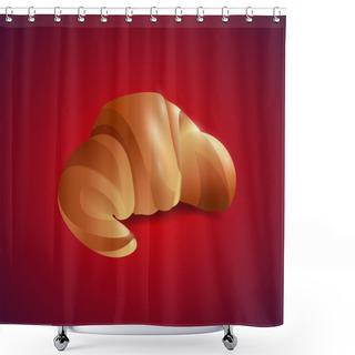 Personality  Croissant On Red Background, Vector Shower Curtains