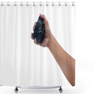Personality  Male Hand Holding A Little Lump Of Coal Shower Curtains