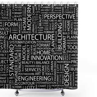 Personality  ARCHITECTURE. Vector Letter Collection. Wordcloud Illustration. Shower Curtains
