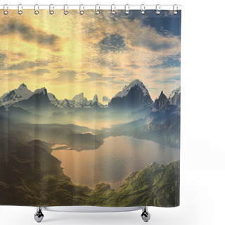 Personality  Morning Mist On Serenity Lake Shower Curtains