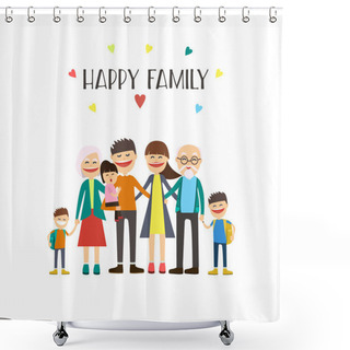 Personality  Cartoon Happy Family Shower Curtains