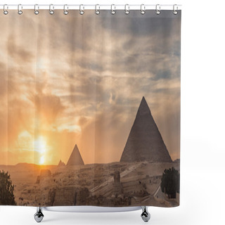 Personality  Egypt. Cairo - Giza. General View Of Pyramids  Shower Curtains