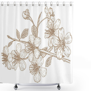Personality  Illustration Of Cherry Blossoms Shower Curtains