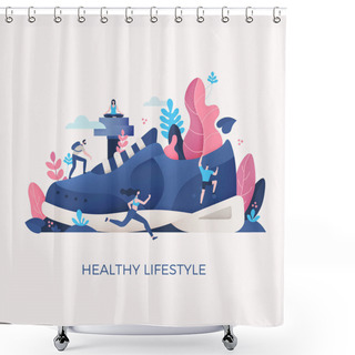 Personality  Healthy Lifestyle Concept Illustration Shower Curtains