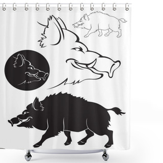 Personality  Wild Boar Shower Curtains
