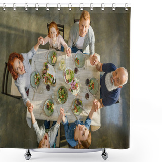 Personality  Family Praying During Dinner Shower Curtains