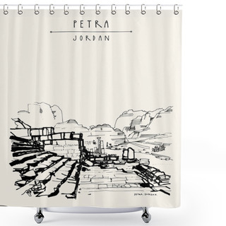 Personality  Tourist Postcard With Petra Historical Site Shower Curtains