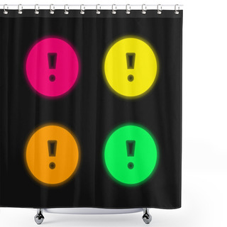 Personality  Attention Sign Four Color Glowing Neon Vector Icon Shower Curtains