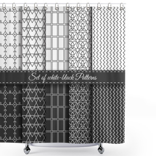 Personality  Set Of Black White Pattern6 Shower Curtains