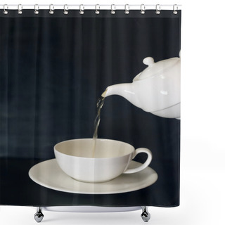 Personality  White China Pot And A White China Cup Shower Curtains