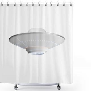 Personality  Science Fiction UFO Spaceships, 3d Rendering. Computer Digital Drawing. Shower Curtains