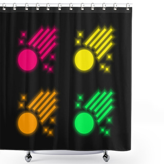 Personality  Asteroid Four Color Glowing Neon Vector Icon Shower Curtains