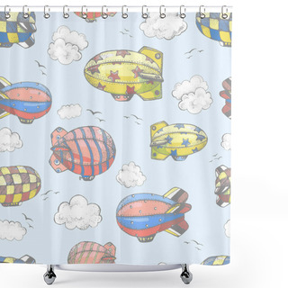 Personality  Pattern With Cute Little Airchips  Shower Curtains