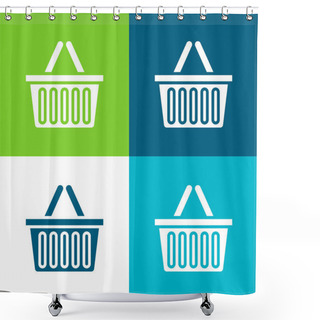 Personality  Basket Flat Four Color Minimal Icon Set Shower Curtains