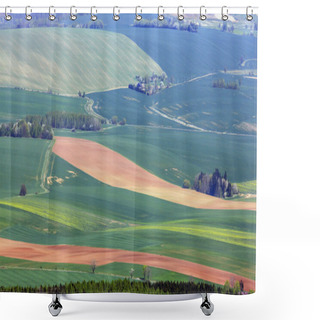 Personality  Beautiful Colorful Patches Of Rural Land Seen From Above Shower Curtains