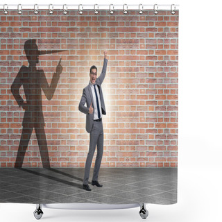 Personality  Concept Of Businessman Liar With His Shadow Shower Curtains