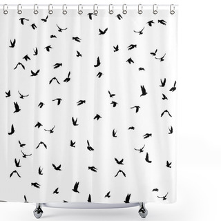 Personality  Doves And Pigeons Set For Peace Concept And Wedding Design. Flying Dove Sketch Set. Vector Shower Curtains