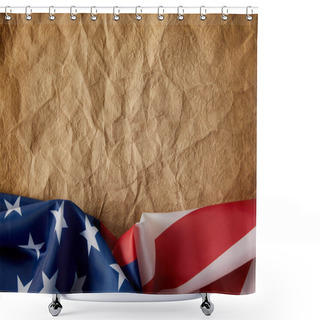 Personality  Top View Of Old Crumpled Paper And United States Flag Shower Curtains