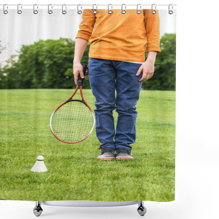 Personality  Boy With Badminton Racquet  Shower Curtains