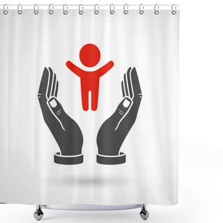Personality  Baby Care Vector Symbol, Family Concept Shower Curtains