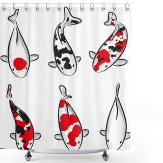 Personality  Set Of Carp Koi Shower Curtains