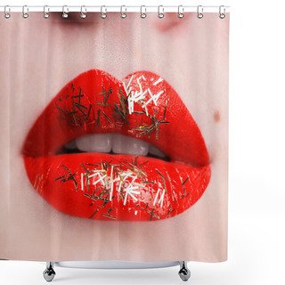 Personality  Slightly Red Lips Shower Curtains