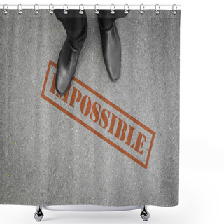 Personality  Black Shoes Stepping On Impossible Word On The Floor Shower Curtains