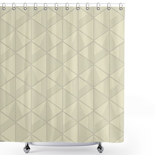 Personality  Concept Seamless Pattern With Pale Mono-color Geometry Triangle. Simple 3d Illusion Abstract Geometry Line Motif For Surface Design Shower Curtains