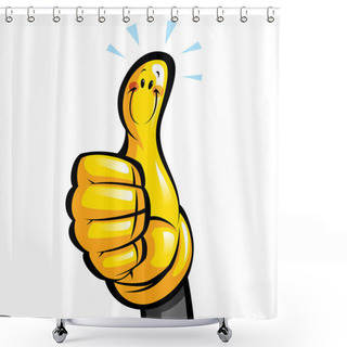 Personality  Thumbs Up Smiling Yellow Cartoon Glove Shower Curtains