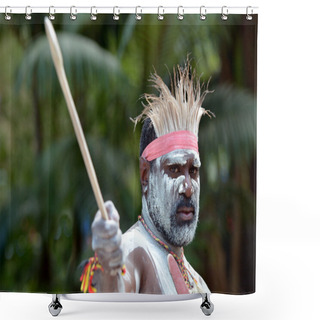 Personality  Portrait Of One Yugambeh Aboriginal Warrior Man Shower Curtains