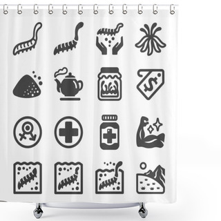 Personality  Cordyceps Icon Set,vector And Illustration Shower Curtains