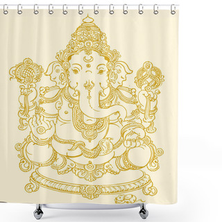 Personality  Drawing Or Sketch Of Lord Ganesha Or Vinayaka Editable Outline Illustration Shower Curtains
