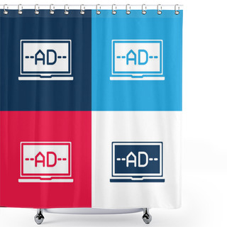 Personality  Advertising Blue And Red Four Color Minimal Icon Set Shower Curtains