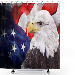 Personality  Bald Eagle With The American Flag Shower Curtains