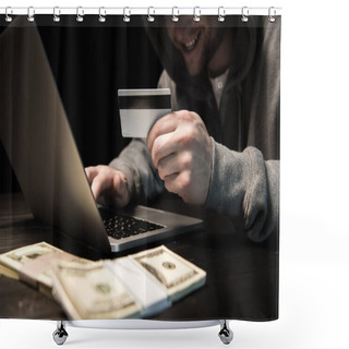Personality  Hacker Using Laptop Shower Curtains