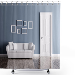 Personality   Interior With Door And Sofa Shower Curtains