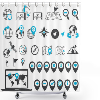 Personality  Location And Destination Icons Shower Curtains
