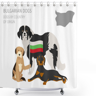 Personality  Dogs By Country Of Origin. Bulgarian Dog Breeds. Infographic Tem Shower Curtains