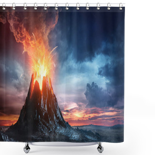 Personality  Volcanic Mountain In Eruption Shower Curtains