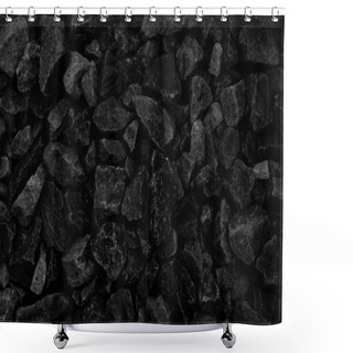 Personality  Natural Fire Ashes With Dark Black Coals Texture. It Is A Flammable Black Hard Rocks. Space For Text Shower Curtains