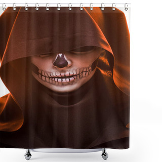Personality  Woman With Skull Makeup In Black Death Costume  Shower Curtains