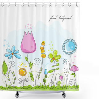 Personality  Vector Summer Floral Background Shower Curtains