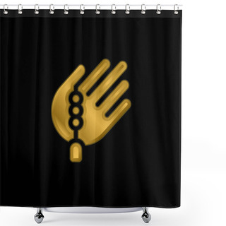 Personality  Bead Gold Plated Metalic Icon Or Logo Vector Shower Curtains