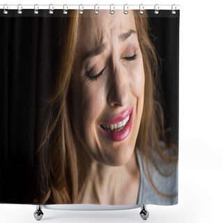 Personality  Young Woman Crying Shower Curtains