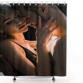 Personality  Beautiful Passionate Couple Embracing With Dramatic Lighting Shower Curtains