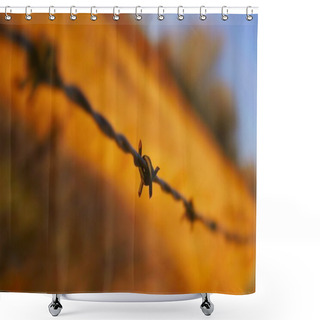 Personality  Close Up Of Barbed Wire Fence Shower Curtains