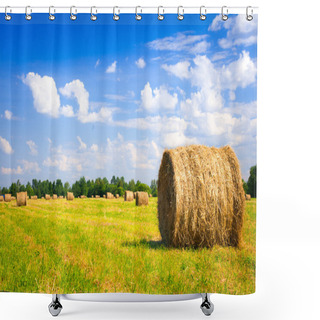 Personality  Landscape With Harvested Bales Shower Curtains
