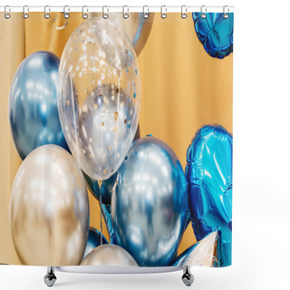 Personality  Holiday Balloons On A Warm Background Close-up Shower Curtains