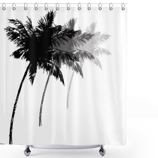 Personality  Three Black Silhouettes Of Palm Trees Shower Curtains