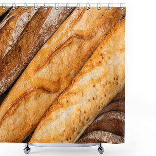Personality  Close Up View Of Fresh Baked Baguette Loaves Shower Curtains